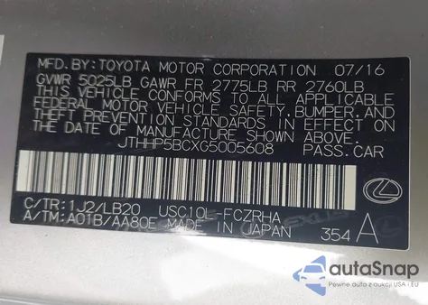 2016 Lexus Rc F from USA, damaged, VIN JTHHP5BCXG5005608